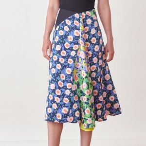 STINE GOYA Floral Midi Skirt - Blue and Green